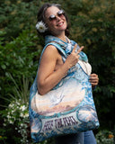 Market Of Stars Peace Out Linen Tote Bag with Doves and Sunrise - Stay Wild Collective  bag