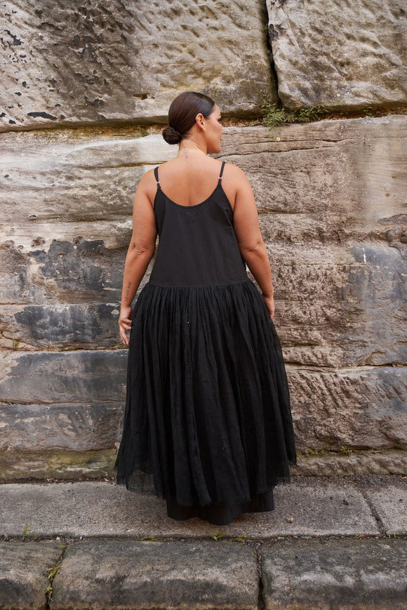 Meg by desgn  AMÉLIE TUTU SLIP DRESS - LONG BLack - Stay Wild Collective  Dress