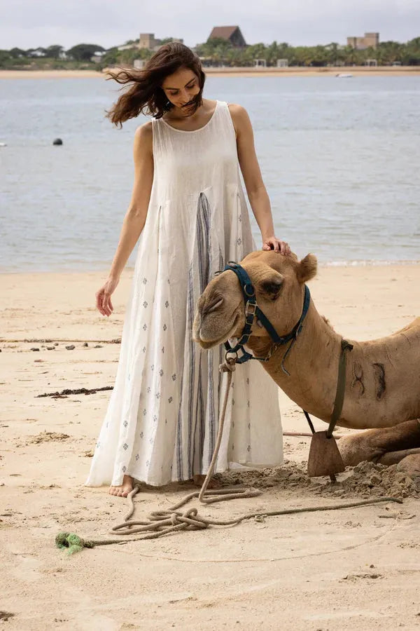 Meg by Design Inaya Dress Linen - Navy Patch - Stay Wild Collective  Dress