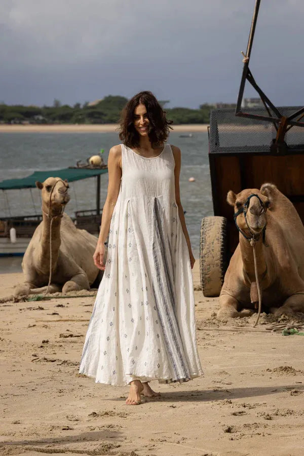 Meg by Design Inaya Dress Linen - Navy Patch - Stay Wild Collective  Dress