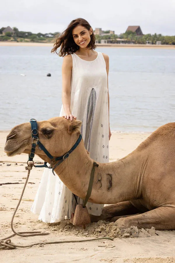 Meg by Design Inaya Dress Linen - Navy Patch - Stay Wild Collective  Dress