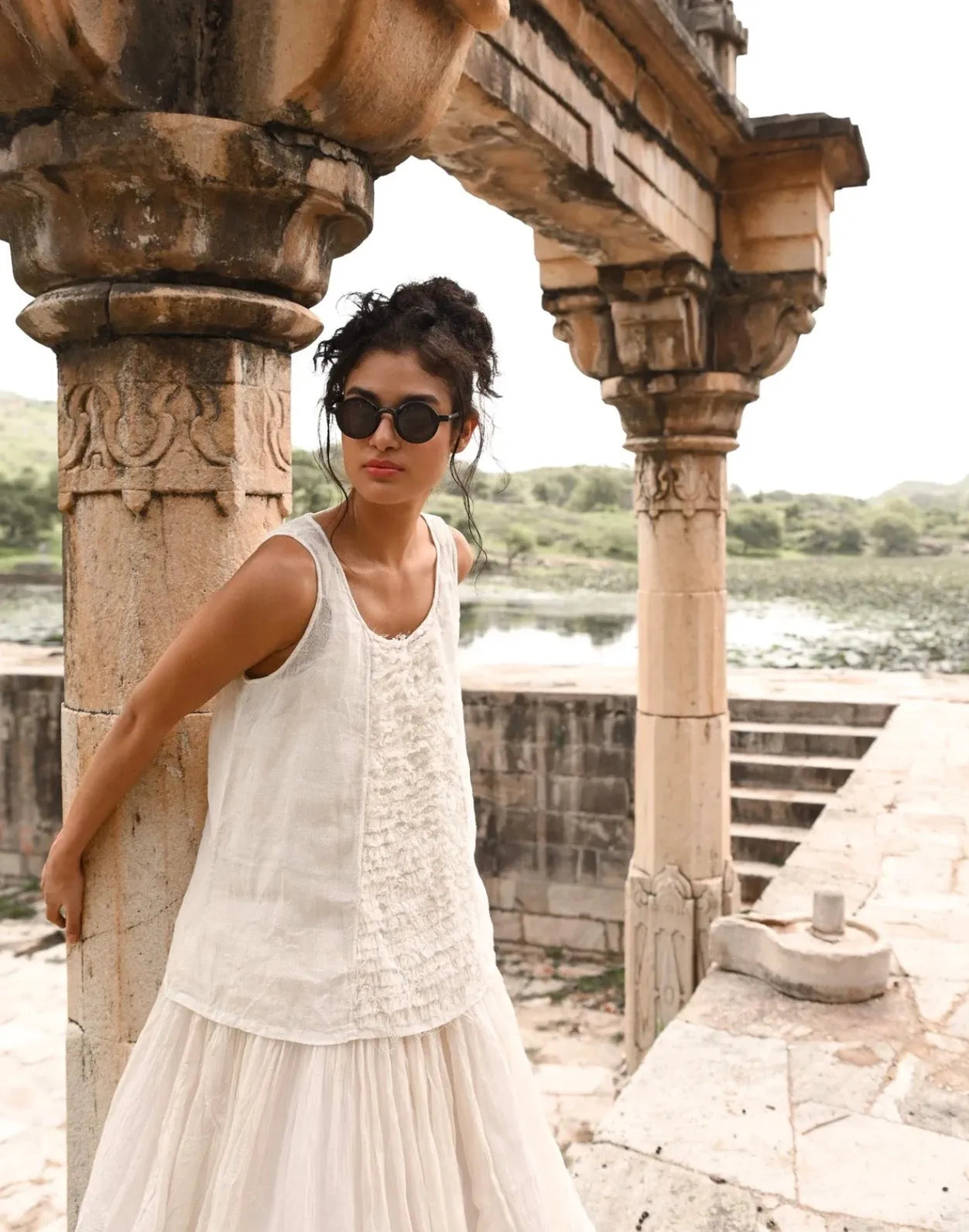 Meg by Design Lidia Top - Linen & Lace | White | Black - Stay Wild Collective  Top