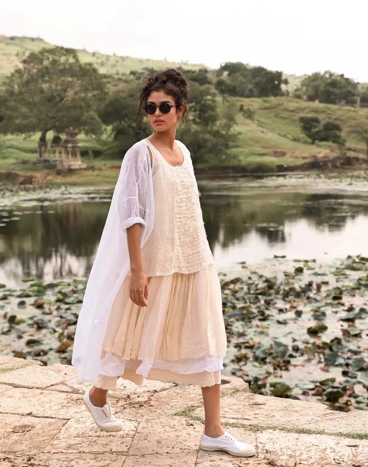 Meg by Design Lidia Top - Linen & Lace | White | Black - Stay Wild Collective  Top