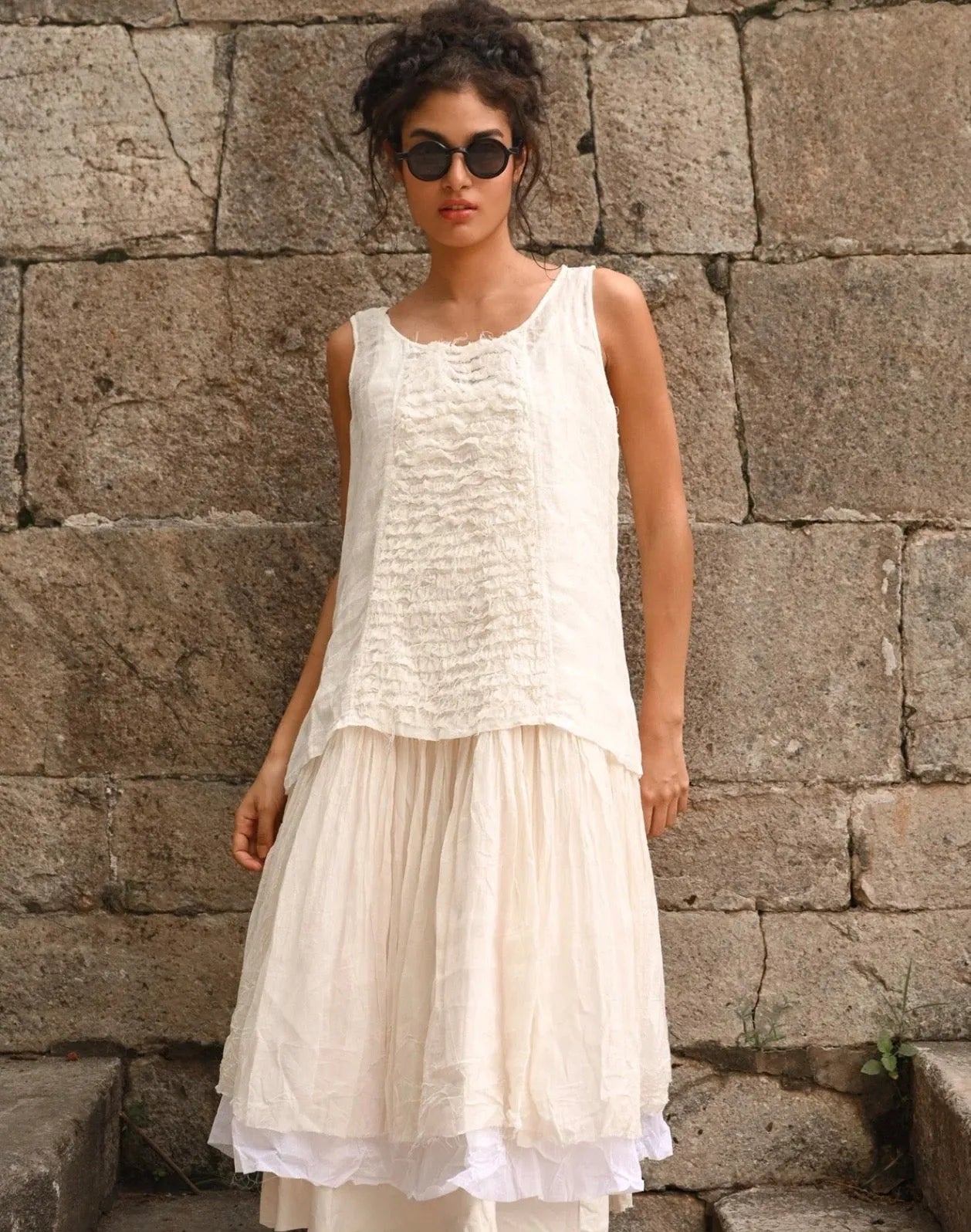 Meg by Design Lidia Top - Linen & Lace | White | Black - Stay Wild Collective  Top