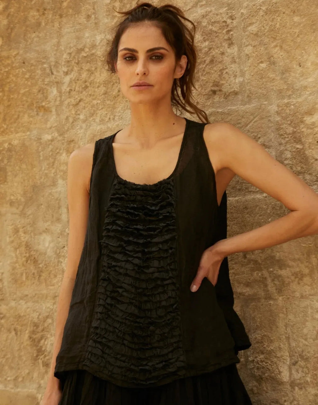 Meg by Design Lidia Top - Linen & Lace | White | Black - Stay Wild Collective  Top