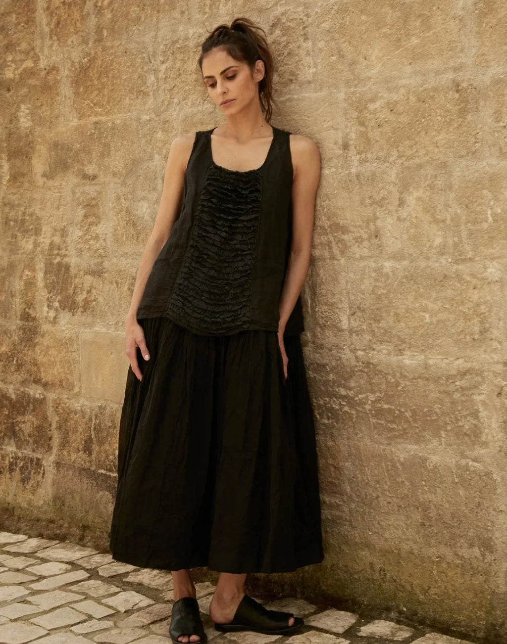 Meg by Design Lidia Top - Linen & Lace | White | Black - Stay Wild Collective  Top