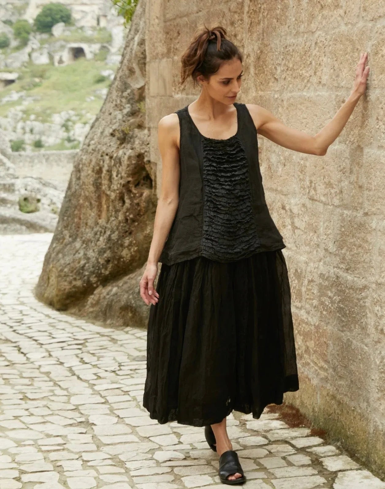 Meg by Design Lidia Top - Linen & Lace | White | Black - Stay Wild Collective  Top