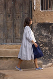 Meg by Design Piaf Coat Linen - Blue Pin Stripe - Stay Wild Collective  