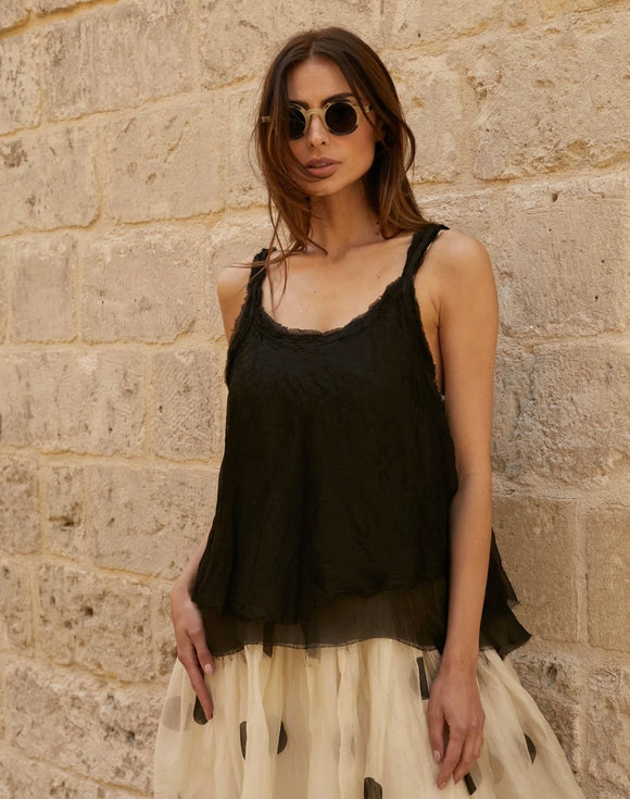 Meg by Design  Alessia Cami - Silk | White | Black - Stay Wild Collective  Top