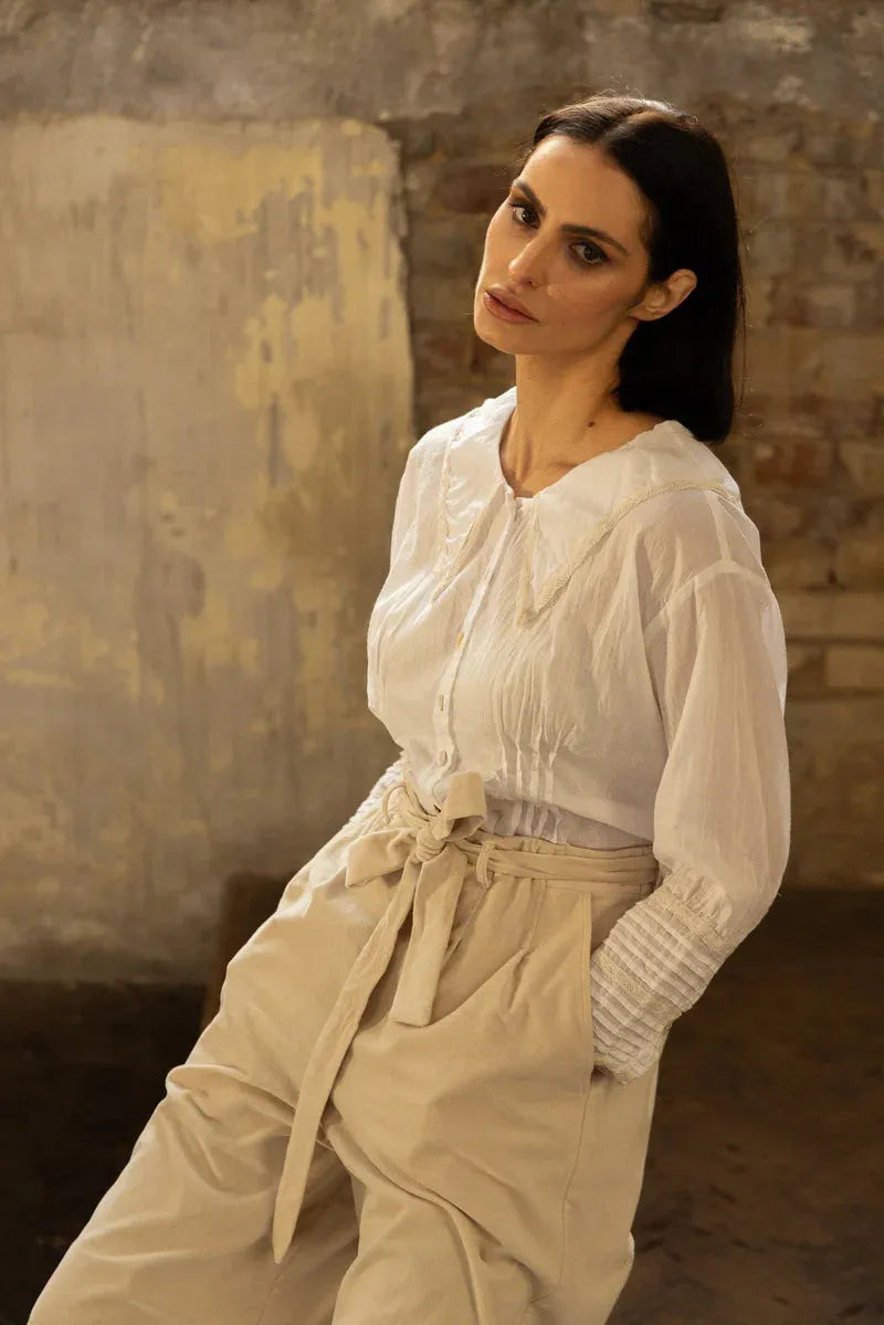 Meg by Design Wednesday Shirt - Cotton & Lace White - Stay Wild Collective  Top