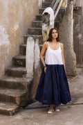 person wearing Meg by design tutu dress cotton organdy indigo long - Stay Wild Collective  
