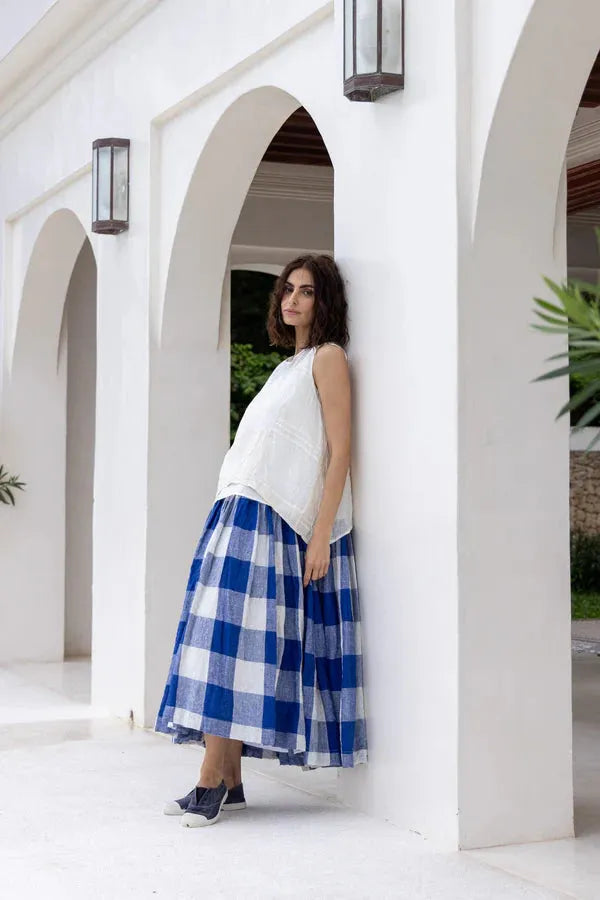 Meg by design High Tea Slip - Linen Long Blue Gingham - Stay Wild Collective  Dress