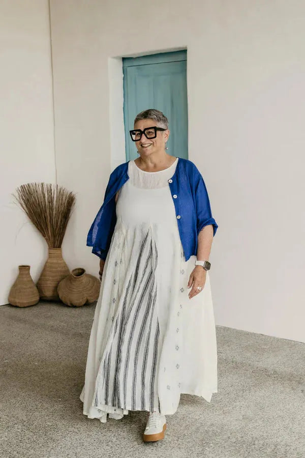Meg by Design Inaya Dress Linen - Navy Patch - Stay Wild Collective  Dress
