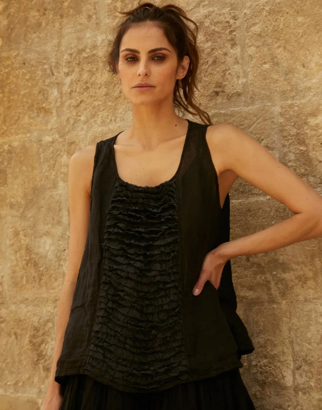 Meg by Design Lidia Top - Linen & Lace | White | Black - Stay Wild Collective  Top
