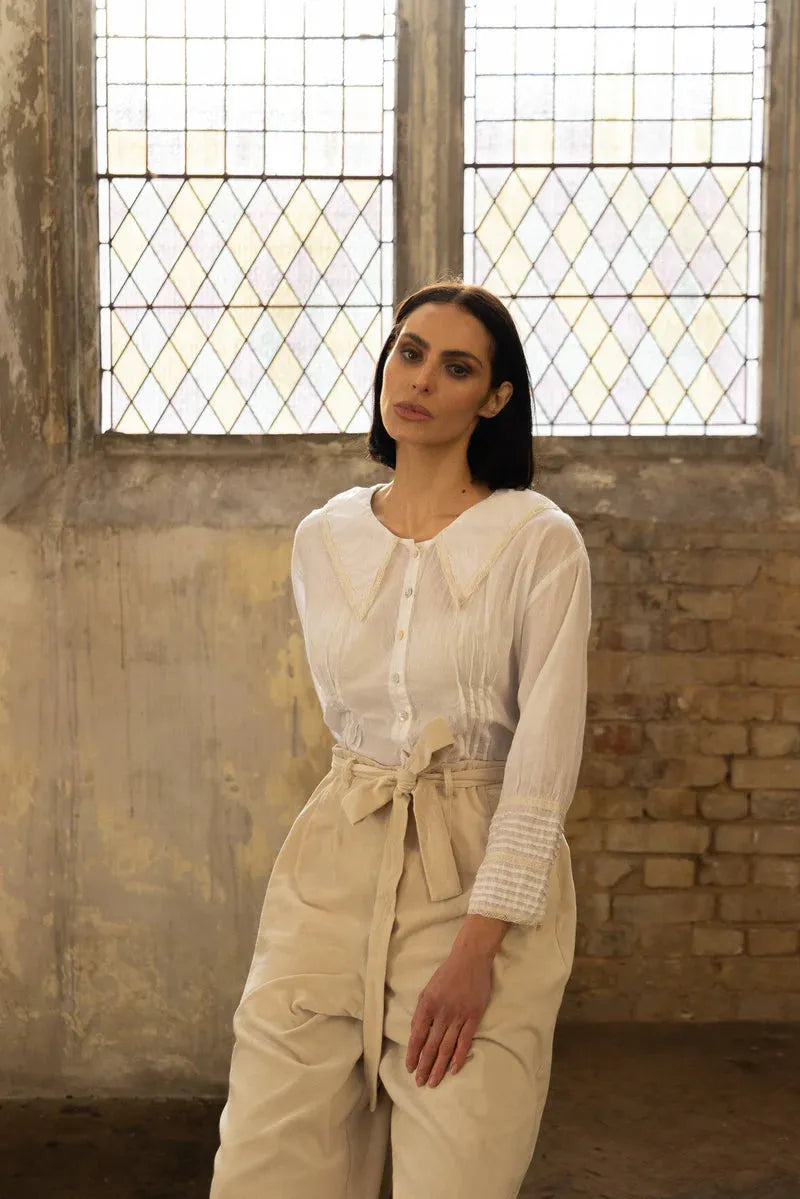 Meg by Design Wednesday Shirt - Cotton & Lace White - Stay Wild Collective  Top