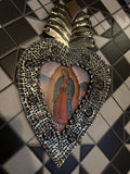 Mexican wall art | Tin heart virgin frame 32x17cm THV01 - Stay Wild Collective