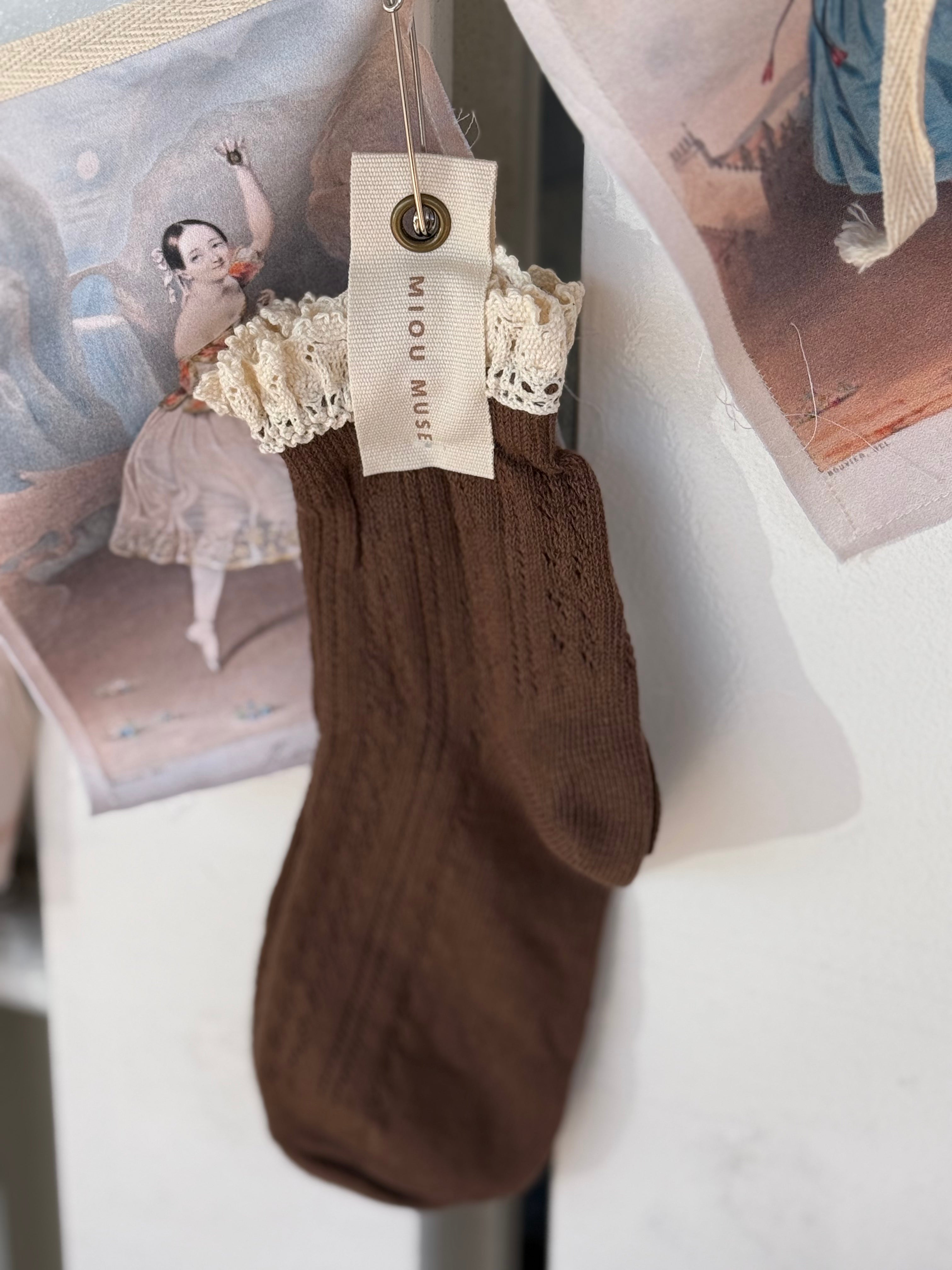  Miou Muse Net Pointelle with crochet trim socks - Stay Wild Collective  Socks