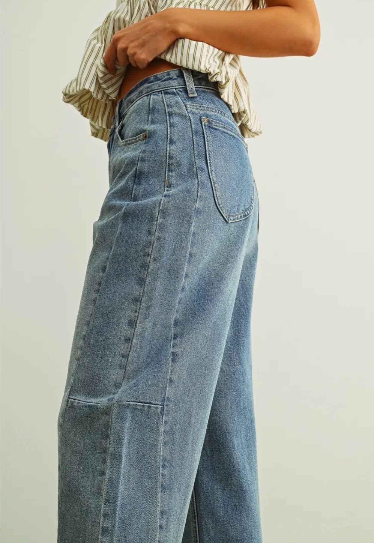  Miou muse beige denim barrel pants - Stay Wild Collective  