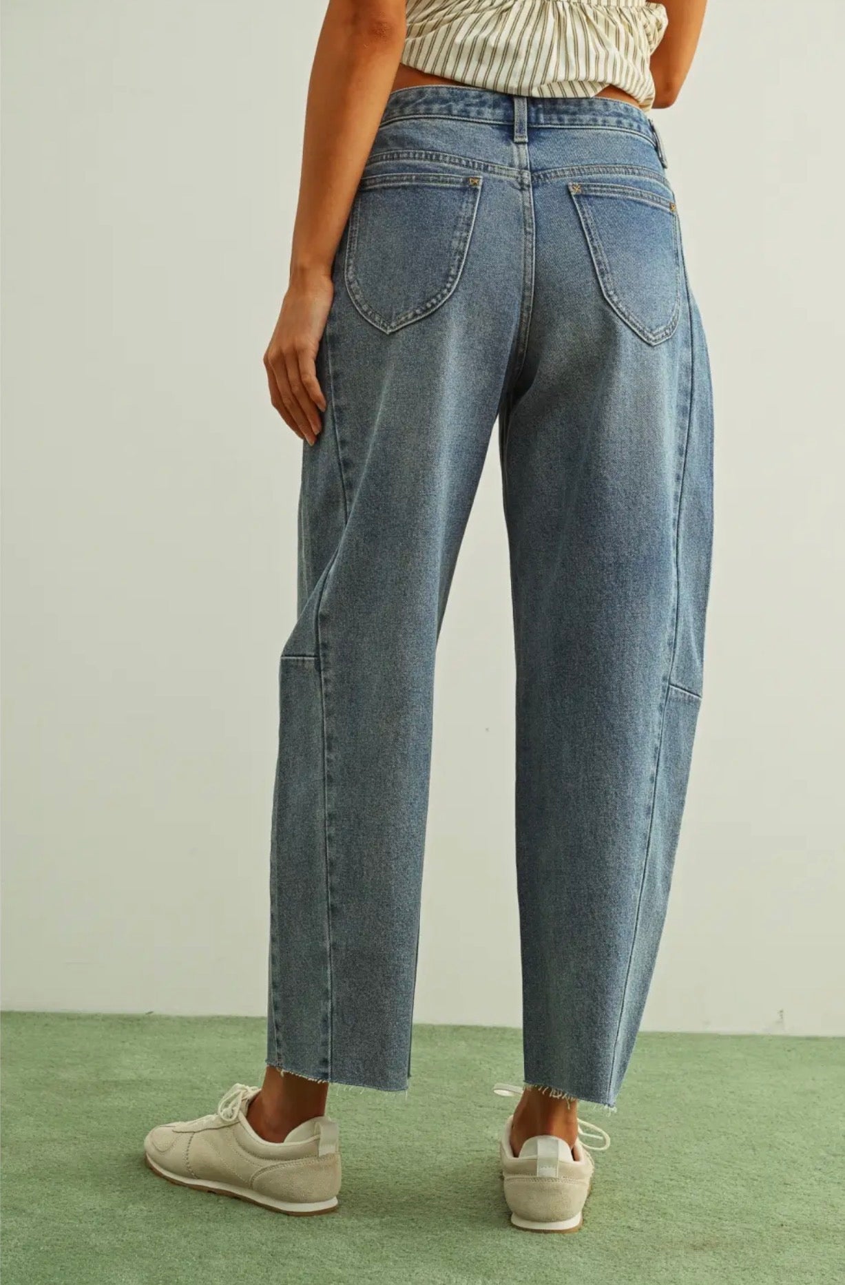  Miou muse beige denim barrel pants - Stay Wild Collective  