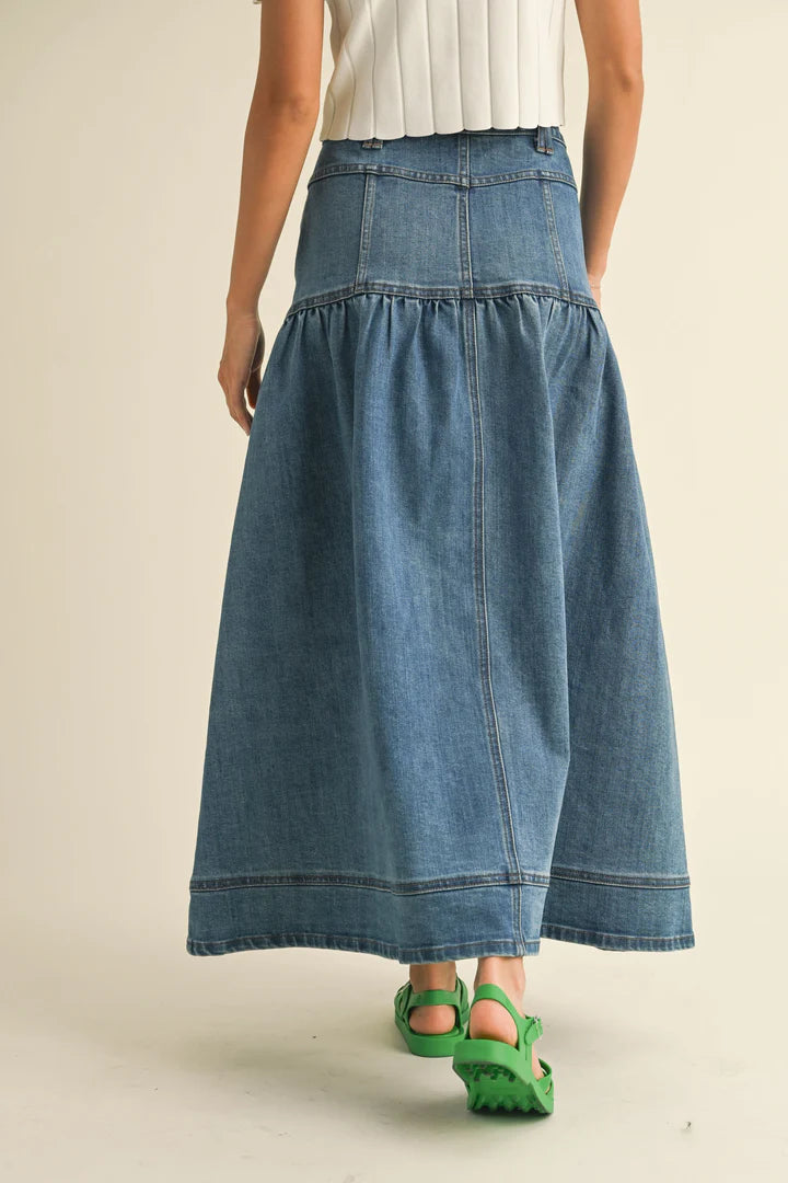  Miou muse button down front denim skirt - Stay Wild Collective  