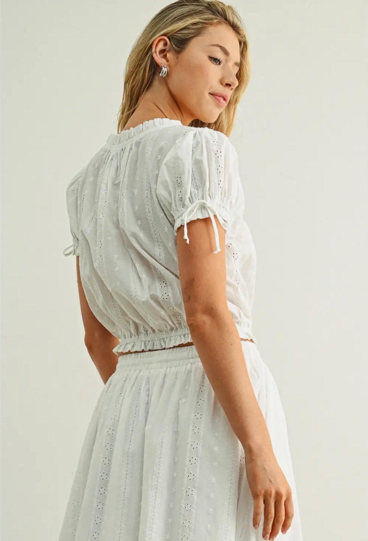  Miou muse embroider peasant top white - Stay Wild Collective  