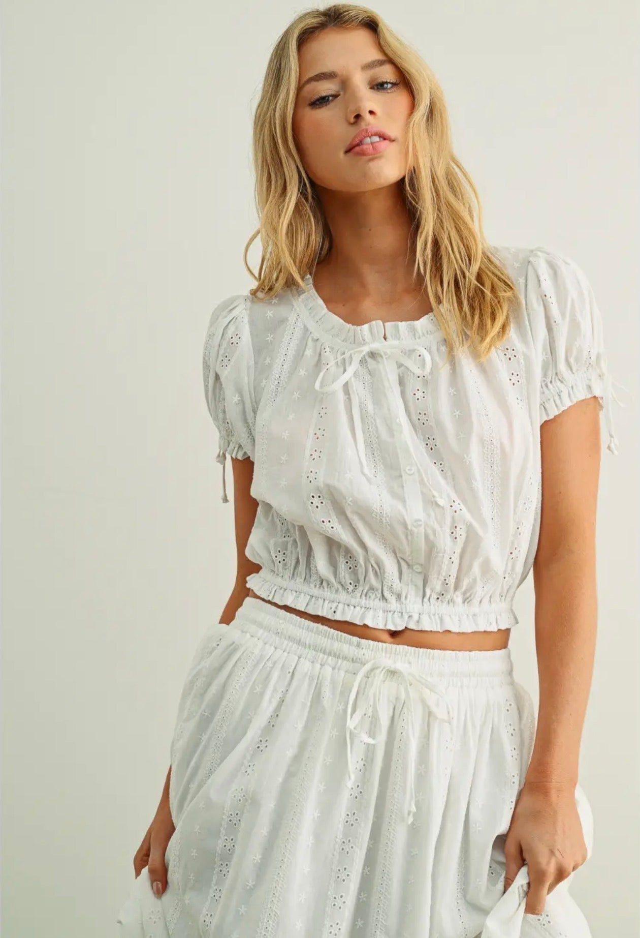  Miou muse embroider peasant top white - Stay Wild Collective  