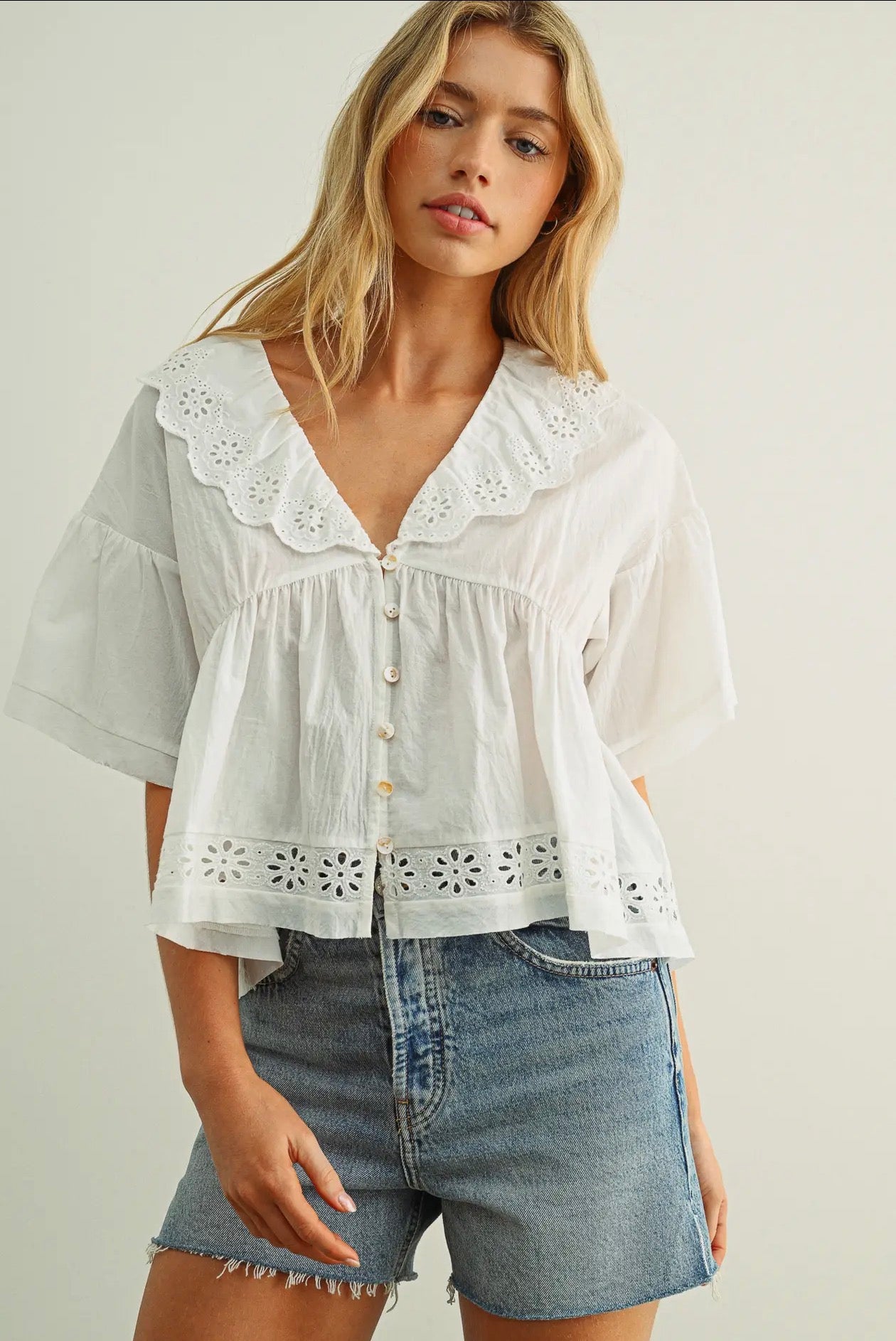  Miou muse eyelet cotton blouse - Stay Wild Collective  