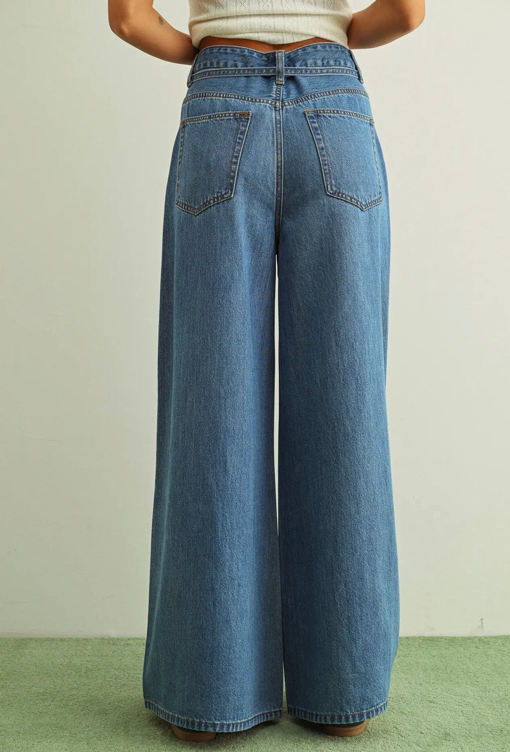  Pre order  Miou muse wide leg denim pants with belt - Stay Wild Collective  