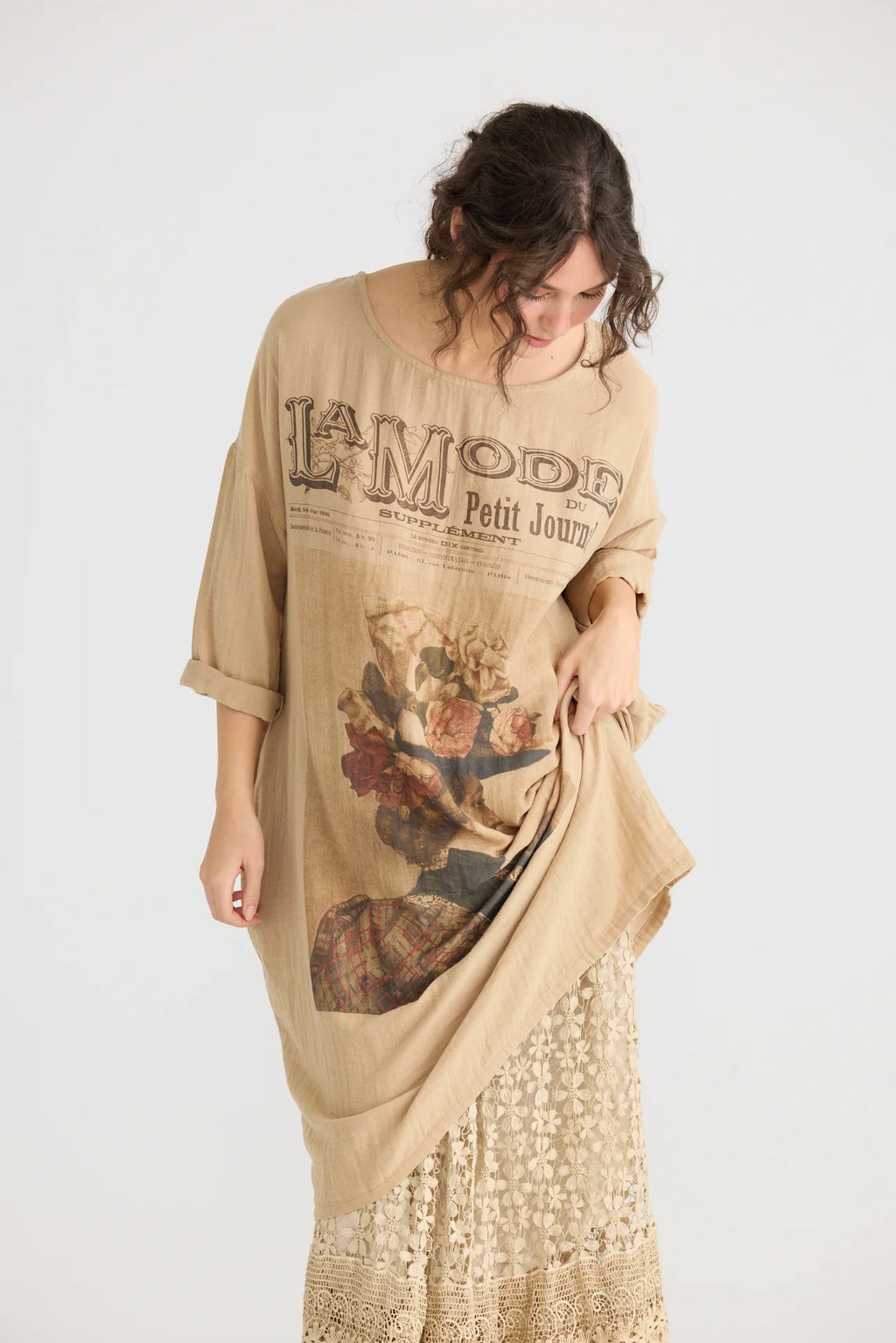 Miss Darjeeling Long cotton dress. Moody Taupe. - Stay Wild Collective  