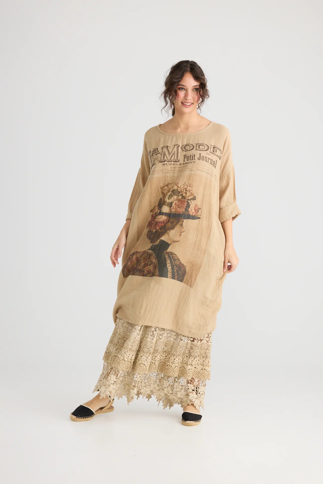  Miss Darjeeling Long cotton dress. Moody Taupe. - Stay Wild Collective  
