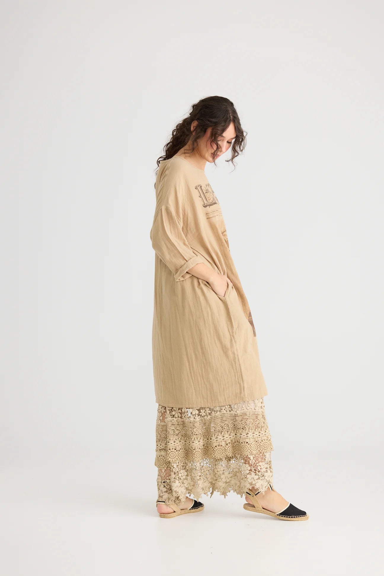  Miss Darjeeling Long cotton dress. Moody Taupe. - Stay Wild Collective  