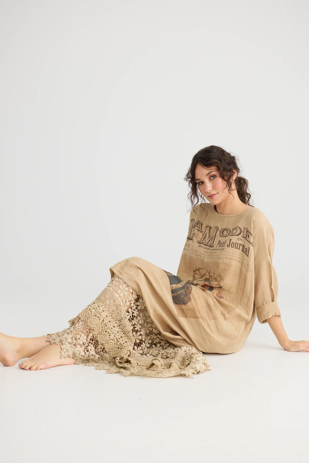  Miss Darjeeling Long cotton dress. Moody Taupe. - Stay Wild Collective  