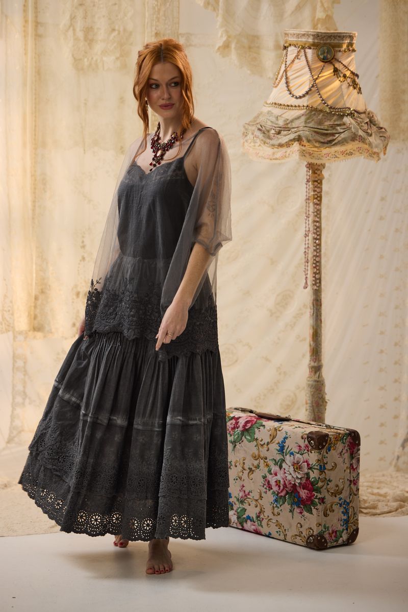 Miss roses sister violet Chantilly sheer net and lace Romantic top. Mist - Stay Wild Collective