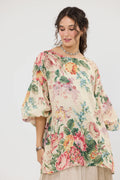  Miss roses sister violet Florist. Linen and Cotton Botanical bouquet top in a fluid Romantic vintage inspired style. - Stay Wild Collective  
