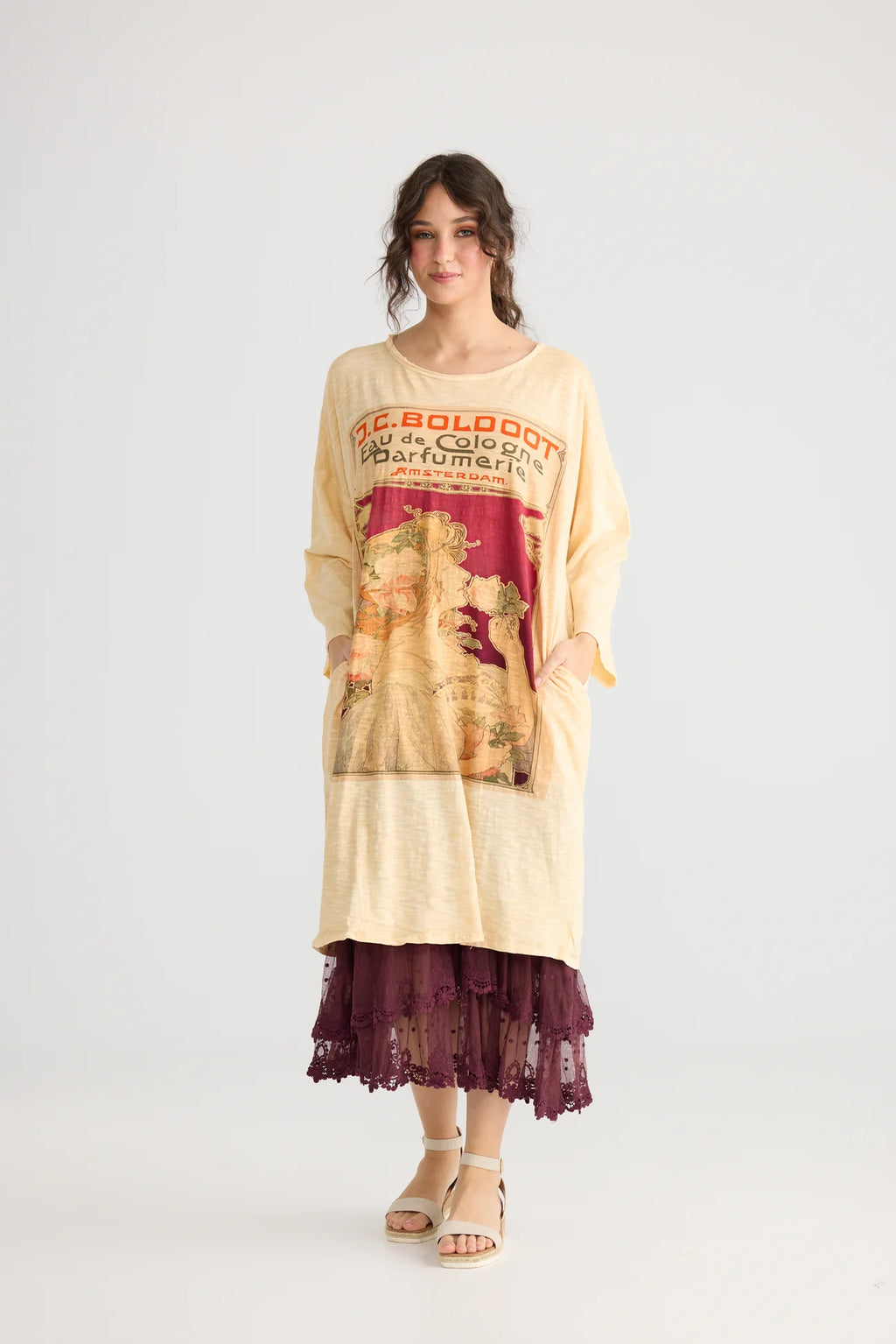  Miss roses sister violet Layla Tshirt cotton Art Nouveau dress. Cherry - Stay Wild Collective  