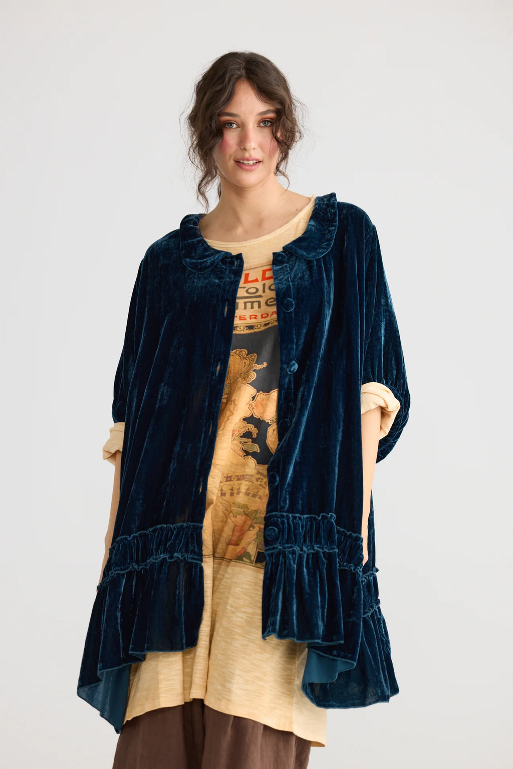  Miss roses sister violet Layla Tshirt cotton Art Nouveau dress. Indigo - Stay Wild Collective  