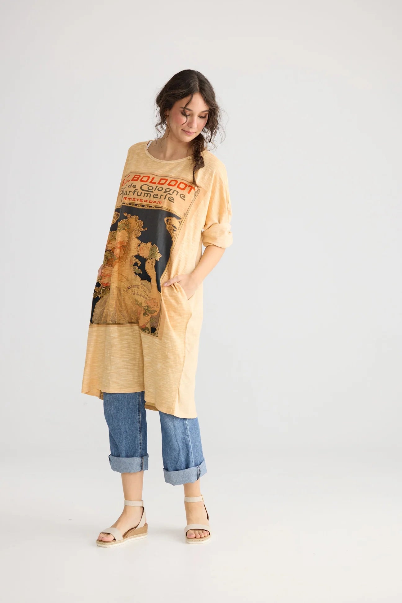  Miss roses sister violet Layla Tshirt cotton Art Nouveau dress. Indigo - Stay Wild Collective  