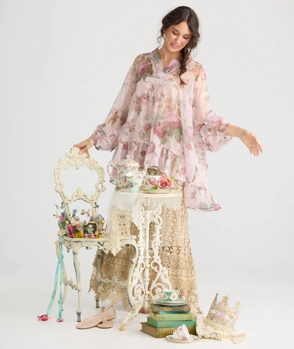  Miss rose sister violet Miss Passionflower Maxi lace skirt. . Tea stain - Stay Wild Collective  
