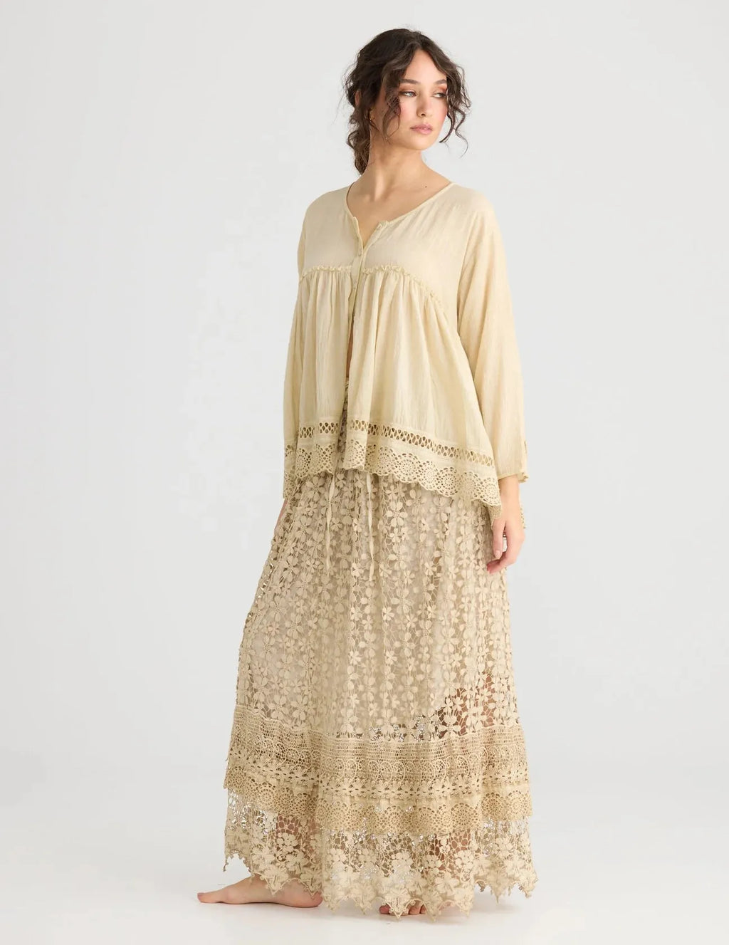  Miss rose sister violet Miss Passionflower Maxi lace skirt. . Tea stain - Stay Wild Collective  