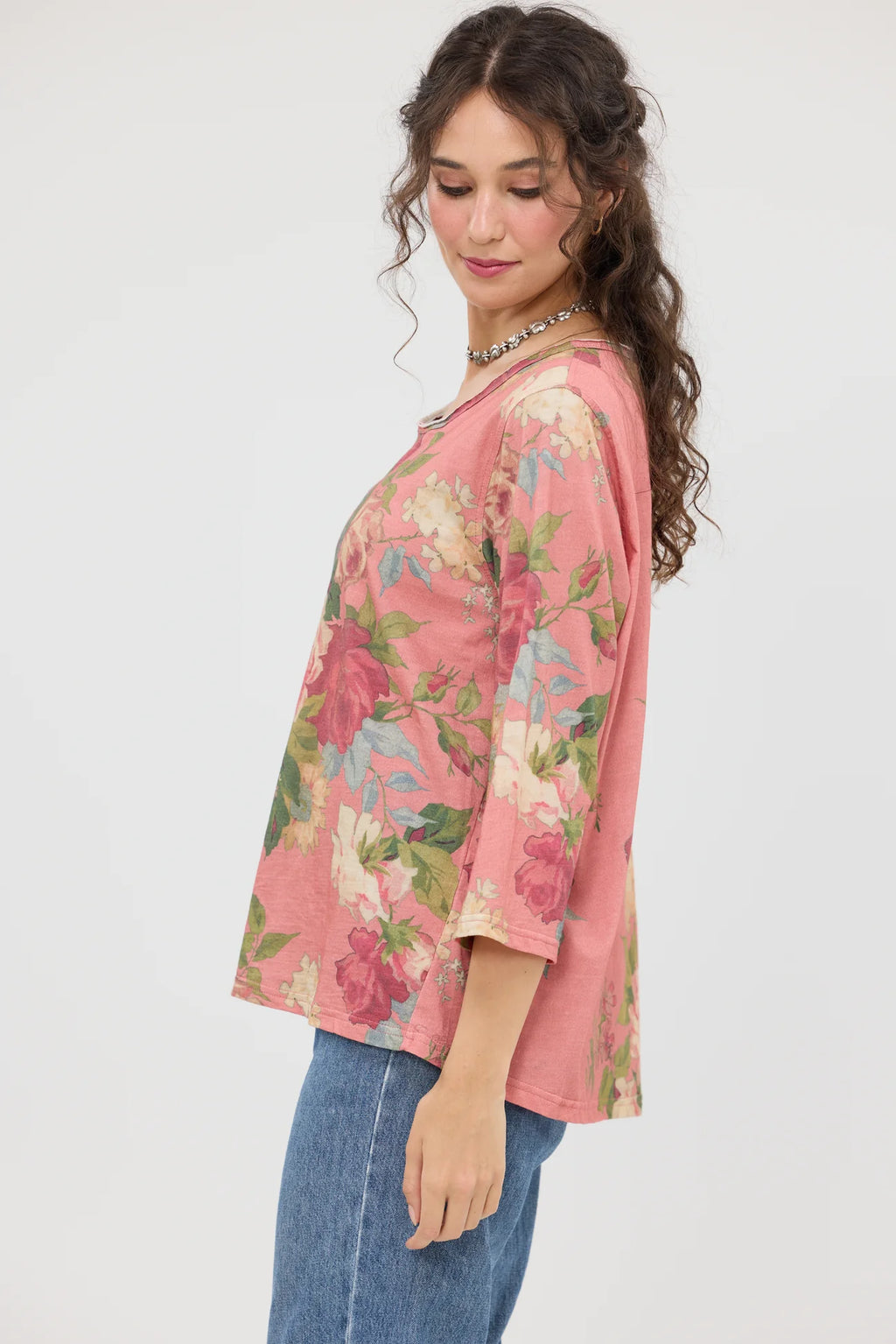  Talk to me in Flowers Tee. Vintage inspired relaxed fit top. Coral bouquet - Stay Wild Collective  