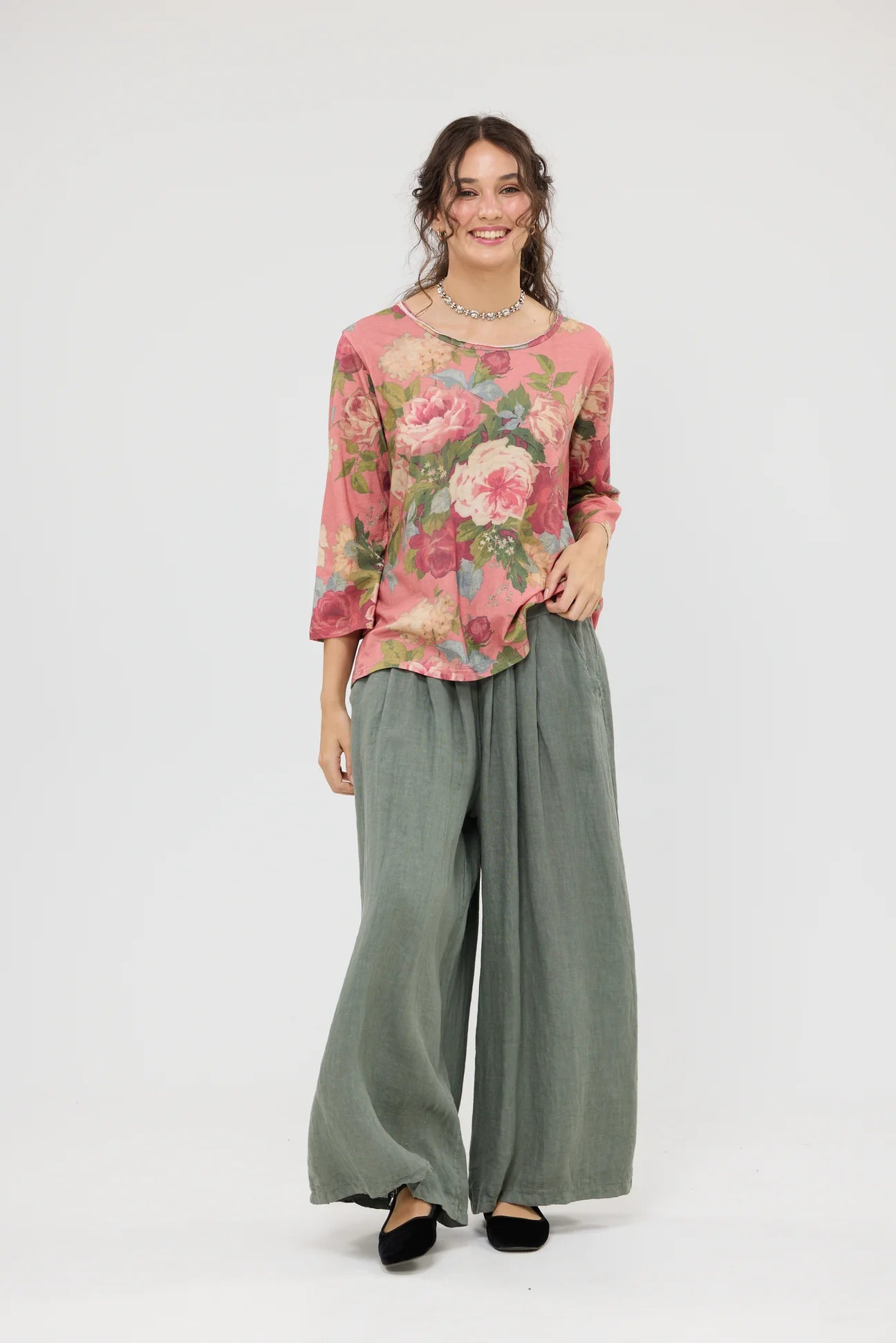  Talk to me in Flowers Tee. Vintage inspired relaxed fit top. Coral bouquet - Stay Wild Collective  