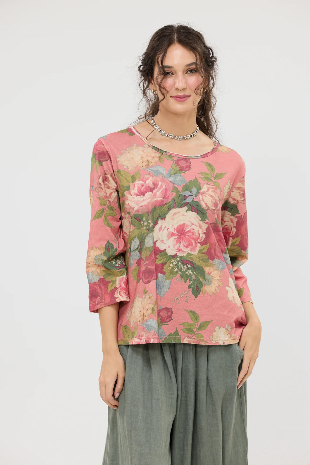  Talk to me in Flowers Tee. Vintage inspired relaxed fit top. Coral bouquet - Stay Wild Collective  