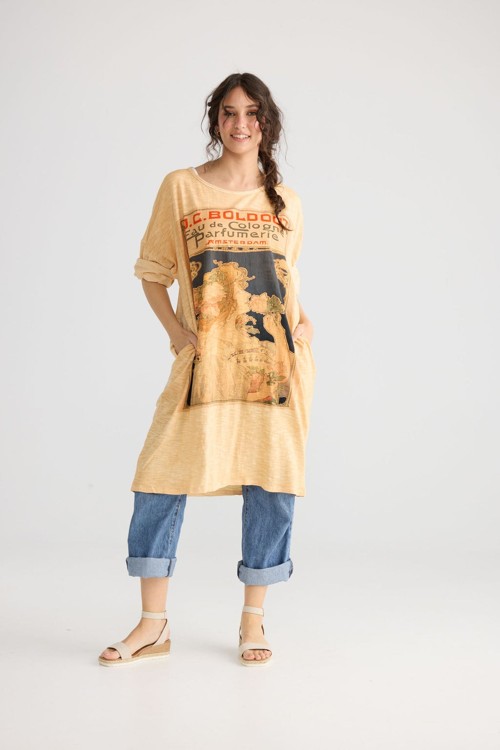 Miss roses sister violet Layla Tshirt cotton Art Nouveau dress. Indigo - Stay Wild Collective