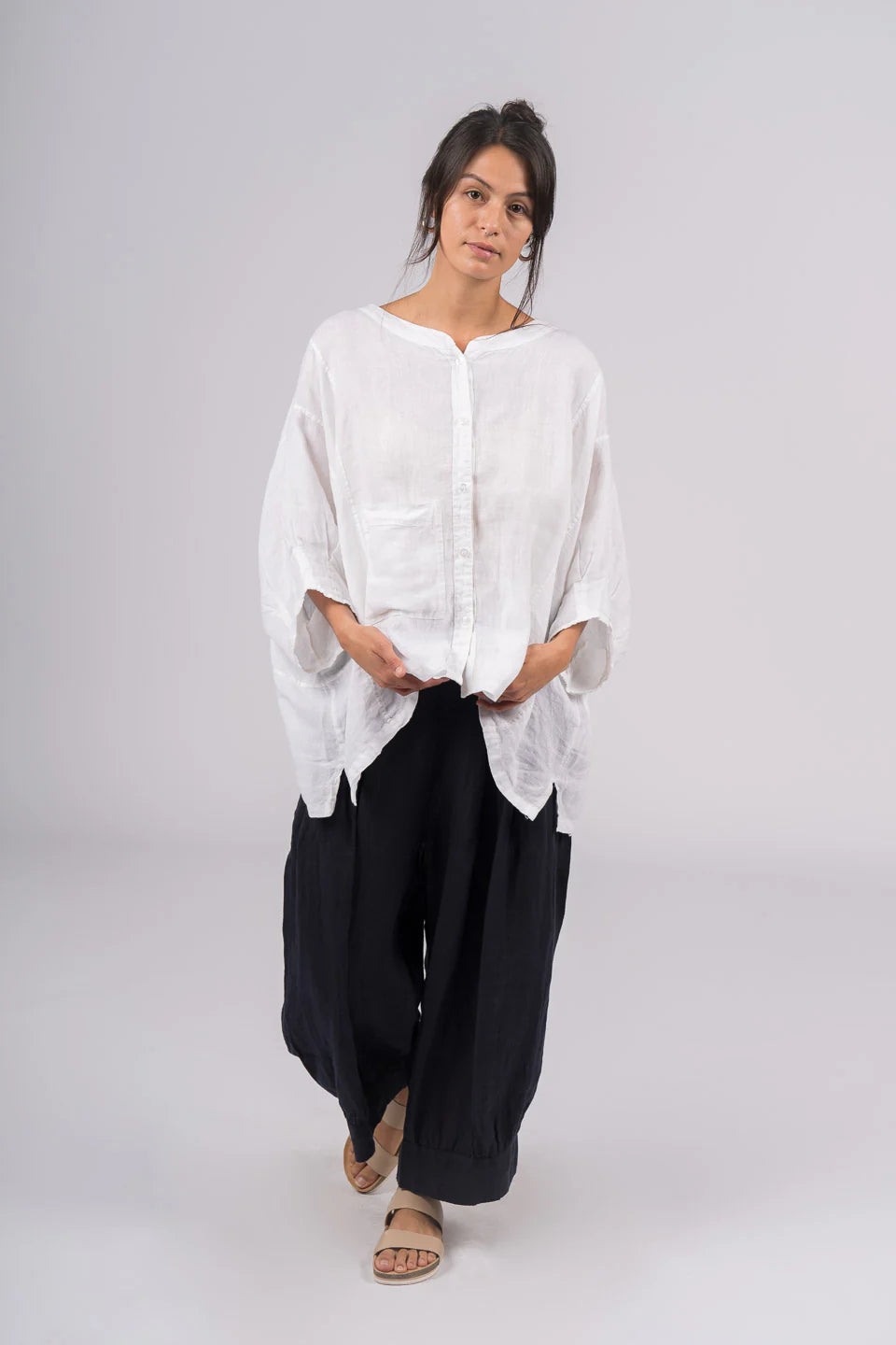   Montaigne Agathe short sleeve linen top - Stay Wild Collective  