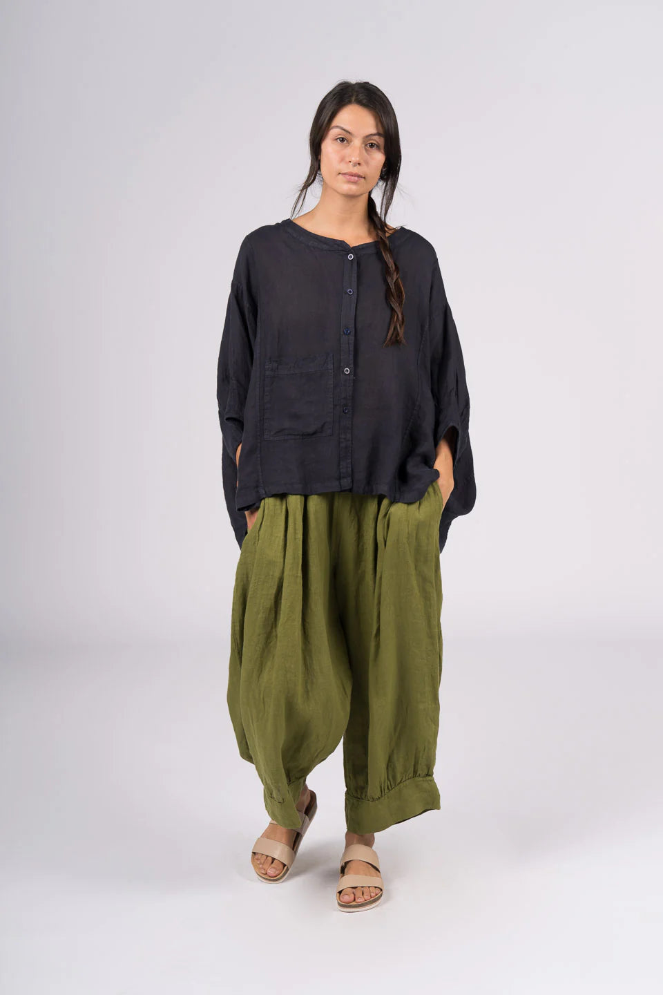   Montaigne Agathe short sleeve linen top - Stay Wild Collective  