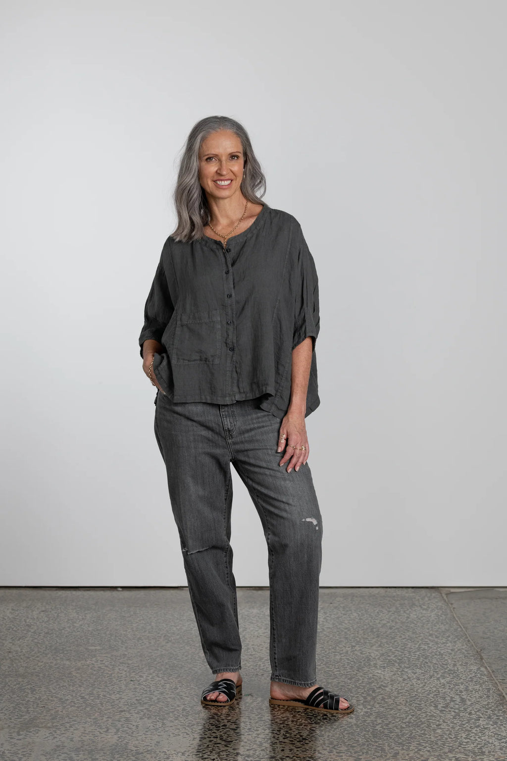   Montaigne Agathe short sleeve linen top - Stay Wild Collective  