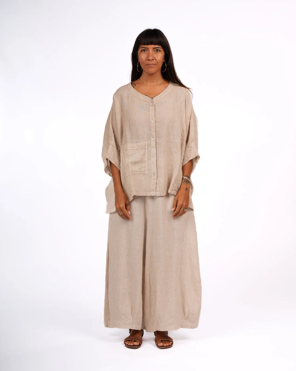   Montaigne Agathe short sleeve linen top - Stay Wild Collective  
