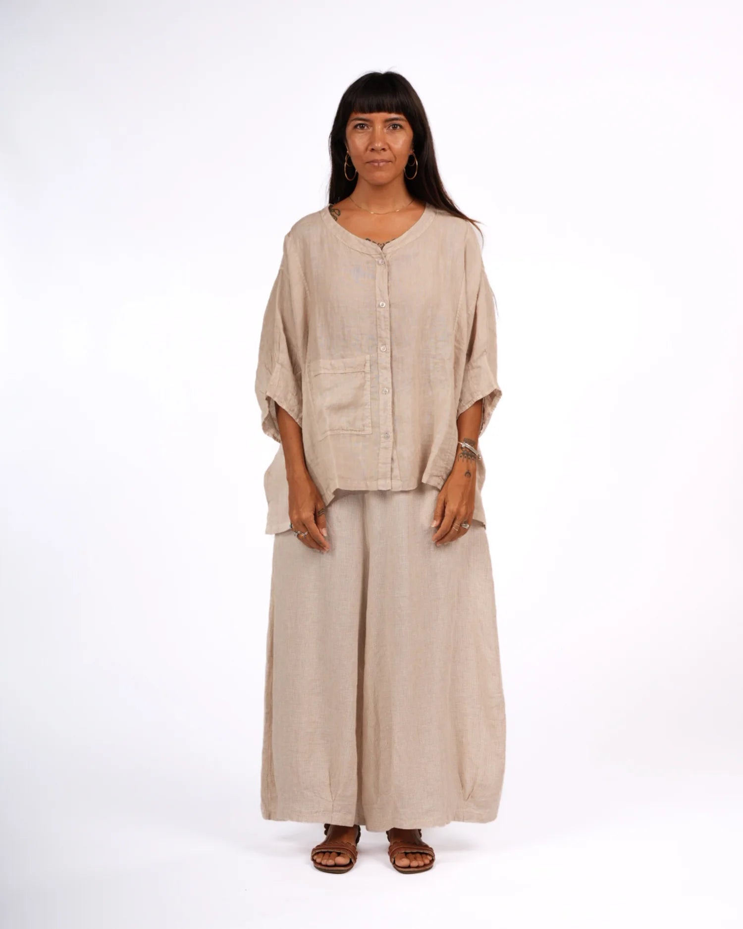   Montaigne Agathe short sleeve linen top - Stay Wild Collective  