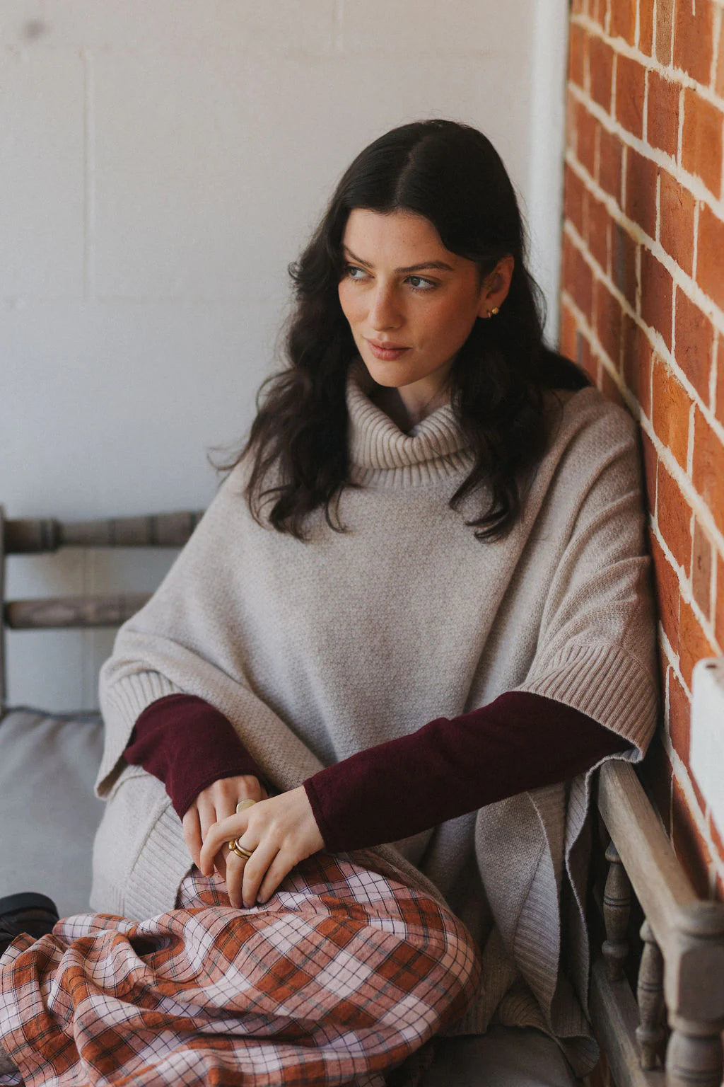   Montaigne Agnes 100% New Zealand lambs wool poncho O/S - Stay Wild Collective  