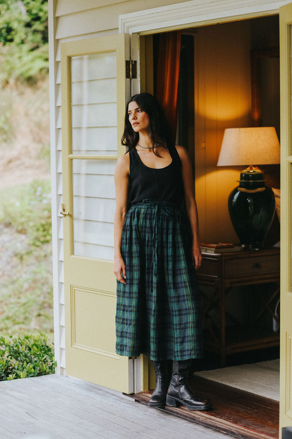 Montaigne Amelie skirt green and black plaid - Stay Wild Collective